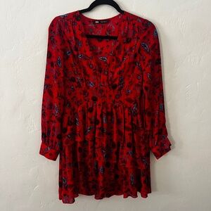 Zara red ruffled baby doll dress